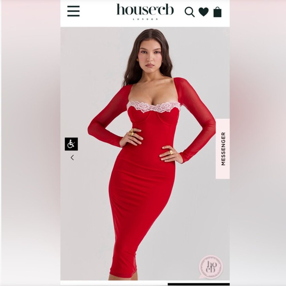 House of CB Red Seraphina Midi Dress